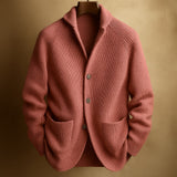 Silvoro – Gerippter Wollcardigan für Herren – Rosa
