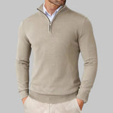 Mattia | Bequemer Pullover mit halbem Reißverschluss – Beige