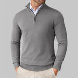Mattia | Bequemer Pullover mit halbem Reißverschluss – Dunkelgrau