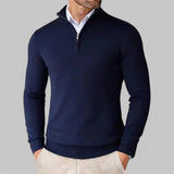 Mattia | Bequemer Pullover mit halbem Reißverschluss – Marineblau