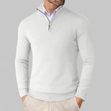 Mattia | Bequemer Pullover mit halbem Reißverschluss – Weiß