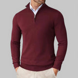 Mattia | Bequemer Pullover mit halbem Reißverschluss – Rot