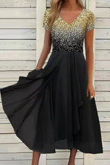 Maxi-Abendkleid - Lilith – Gold-Schwarz