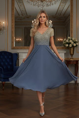 Maxi-Abendkleid - Lilith – Gold-Blau