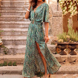 Selverine – Maxikleid mit stilvollem Print – Grün