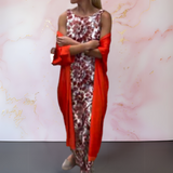 Mel | Elegantes Kleid mit Strickjacke – Rot