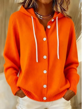 Serae – Stilvoller, lässiger Cardigan mit Kapuze – Orange
