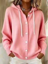 Serae – Stilvoller, lässiger Cardigan mit Kapuze – Rosa