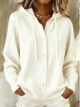 Serae – Stilvoller, lässiger Cardigan mit Kapuze – Weiß