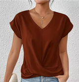 Melanie | Elegantes und bequemes Top mit V Ausschnitt – Braun