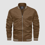 Jacke aus leichtem material mit reißverschluss und zweifarbigem design – Braun