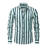 Cormac - gestreiftes Button-down-Hemd – Blau