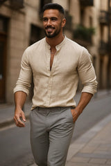 Jarle | Herren Leinen Langarmhemd – Beige
