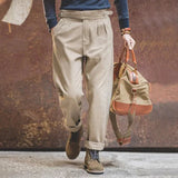 Herrenhose mit plissierter vorderseite – Khaki