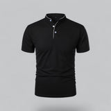 William | Ohne Kragen Taillierter Schnitt Poloshirt – Schwarz