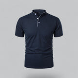 William | Ohne Kragen Taillierter Schnitt Poloshirt – Marineblau