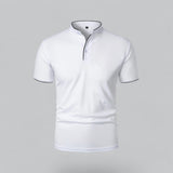 William | Ohne Kragen Taillierter Schnitt Poloshirt – Weiß