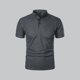 William | Ohne Kragen Taillierter Schnitt Poloshirt – Dunkelgrau