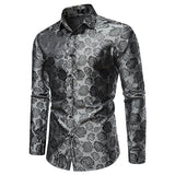Oliver | Langarm Hochglanz Langarmhemd – Silber