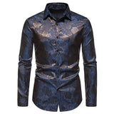 Oliver | Langarm Hochglanz Langarmhemd – Marineblau