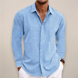 Danny | Langarm Knopfleiste Hemd – Blau