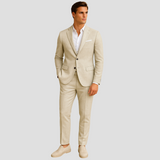 Julian | Einreihig Tailliert Zweiteiliges Anzugset – Beige