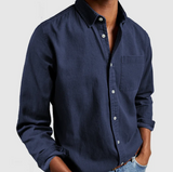 Edmund | Regular-Fit Langarm Langarmhemd – Marineblau