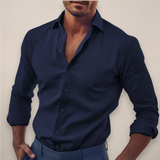 Elio | Herren Hemd mit langen Ärmeln – Marineblau