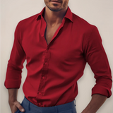 Percival | Langarm Knopfleiste Langarmhemd – Rot
