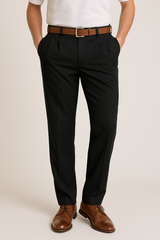 Ernest | Slim-Fit Konisches Bein Anzughose – Schwarz