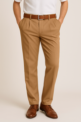 Ernest | Slim-Fit Konisches Bein Anzughose – Braun
