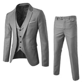 Herren Schlanke Passform Dreiteiliger Anzug – Grau