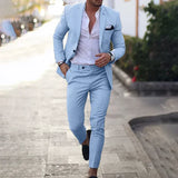 Jayceon - Herrenblazer und Hose – Hellblau