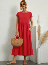 Cintia – Lässiges Midi Kleid – Rot