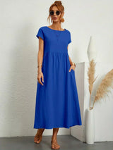Keiraen - Elegantes Soft-Touch-Kleid – Himmelblau