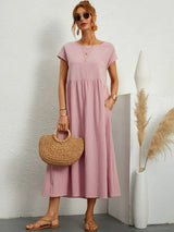Gabrielle | Fließendes Midi-Kleid zeitloser Eleganz – Rosa