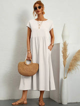 Cintia – Lässiges Midi Kleid – Weiß