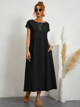 HEIKE™ – FLIESSENDES MIDIKLEID VON ZEITLOSER ELEGANZ – Schwarz
