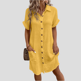 Midi-Kleid Mit Durchgehender Knopfleiste - Flora – Gelb