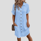 Midi-Kleid Mit Durchgehender Knopfleiste - Flora – Hellblau