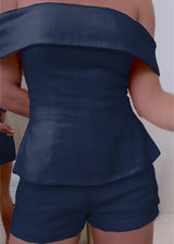 Paisley | Reverskragen Anzug Zweiteiliges Set – Midnight Blau
