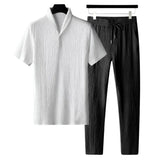 Herren Sommer Set aus Baumwolle – Polo & Hose im Old-Money Stil – Schwarz / Weiß