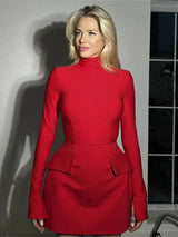 Damen Satin Minikleid mit A-Linien-Schnitt und Eleganter Silhouette – Rot