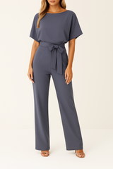 Minimalistischer Jumpsuit Mit Weitem Bein - Lavinia – Grau