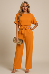 Minimalistischer Jumpsuit Mit Weitem Bein - Lavinia – Orange