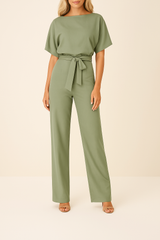 Minimalistischer Jumpsuit Mit Weitem Bein - Lavinia – Grün