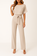 Minimalistischer Jumpsuit Mit Weitem Bein - Lavinia – Champagner