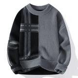 Minimalistischer Patchwork Pullover für Herren – Dunkelgrau