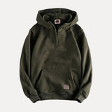 Minimalistisches Hoodie mit Halbzip und Tasche – Grün