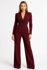 Damen Overall | V-Ausschnitt und Beinpartie – Rot